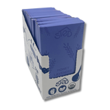A box containing chocolate bars in purple wrappers labeled as honey lavender flavor, with visible icons indicating soy free, gluten free, and palm oil free.