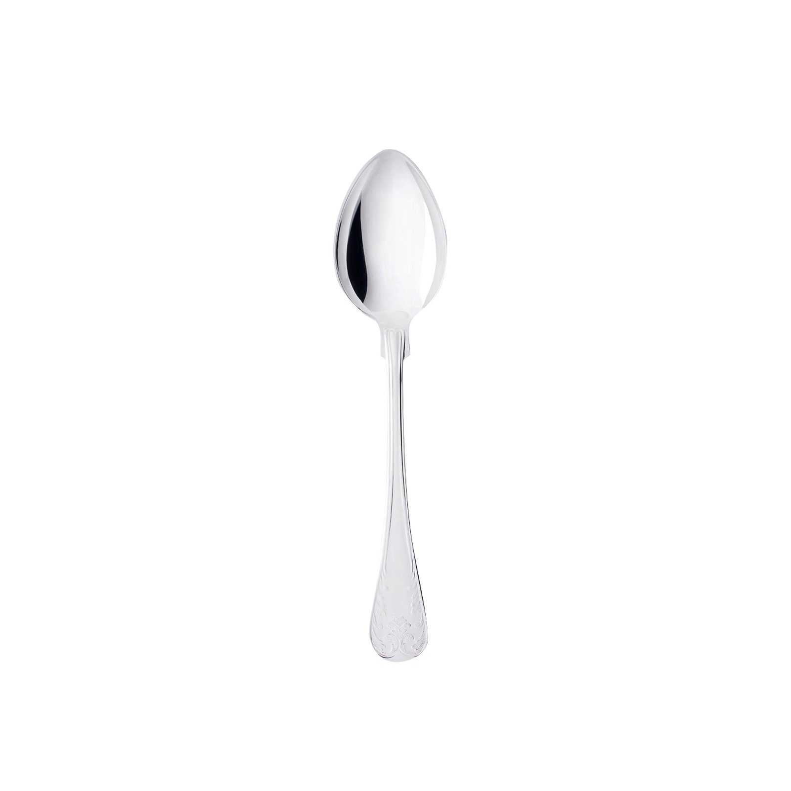 The Gense Silver Dining Set Gammal Fransk 830s spoon rests on a plain white background, embodying elegant simplicity with its Swedish craftsmanship.