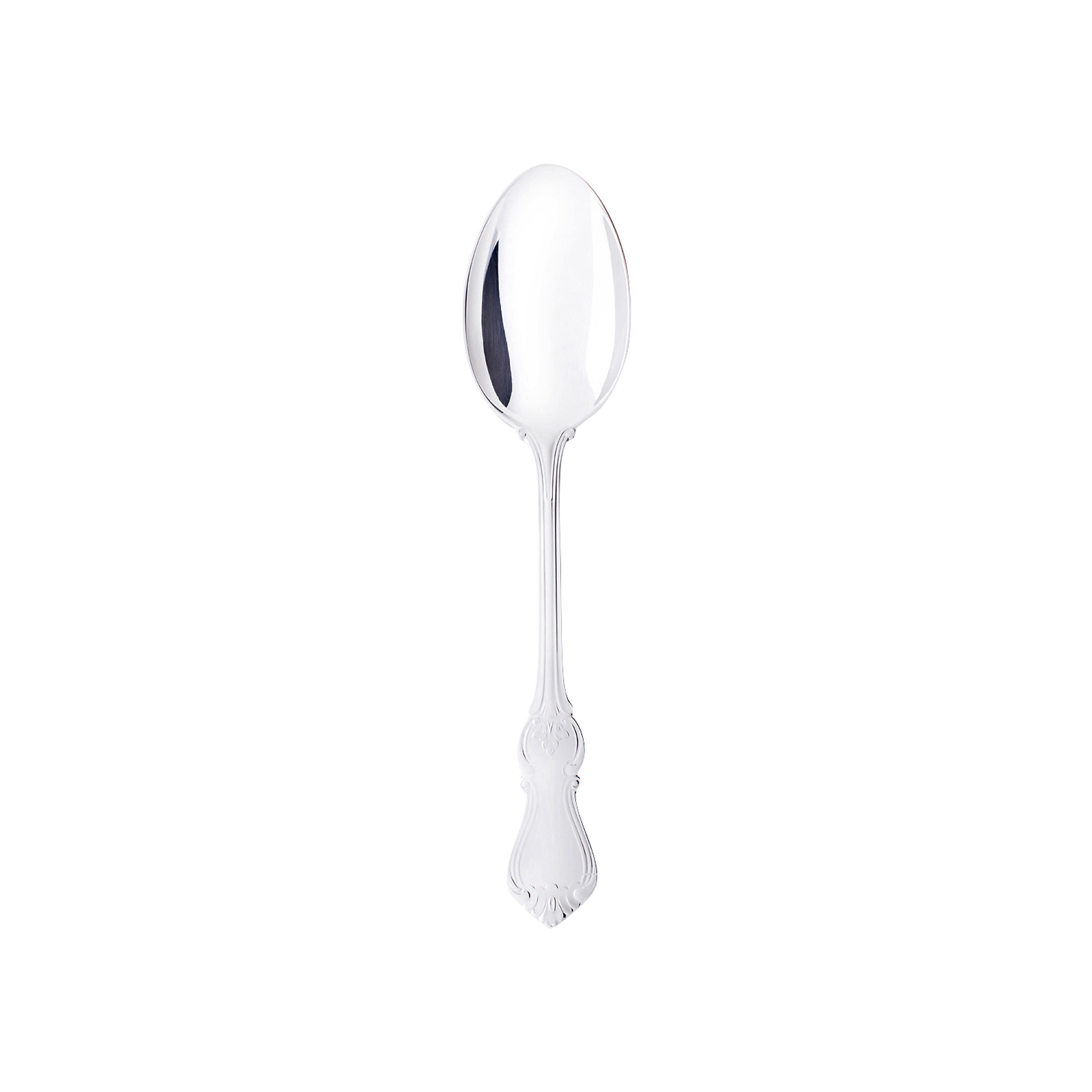 Gense - Silver Dining Set Olga 830 spoon, featuring a detailed handle, beautifully isolated against a black background.