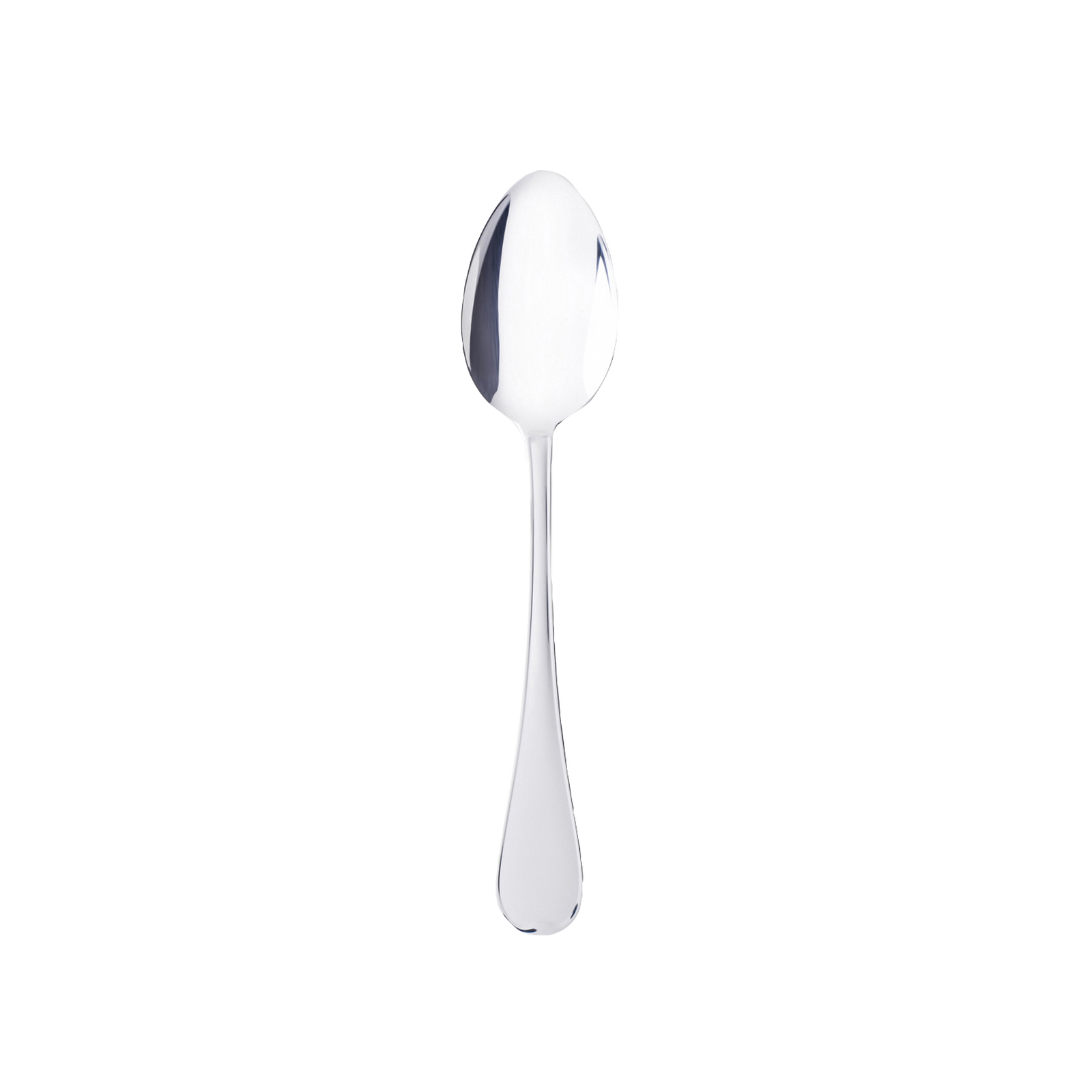 A Swedish-made silver spoon featuring a smooth, oval-shaped bowl and a slender handle from the elegant Gense - Silver Dining Set Svensk 830, isolated on a white background.