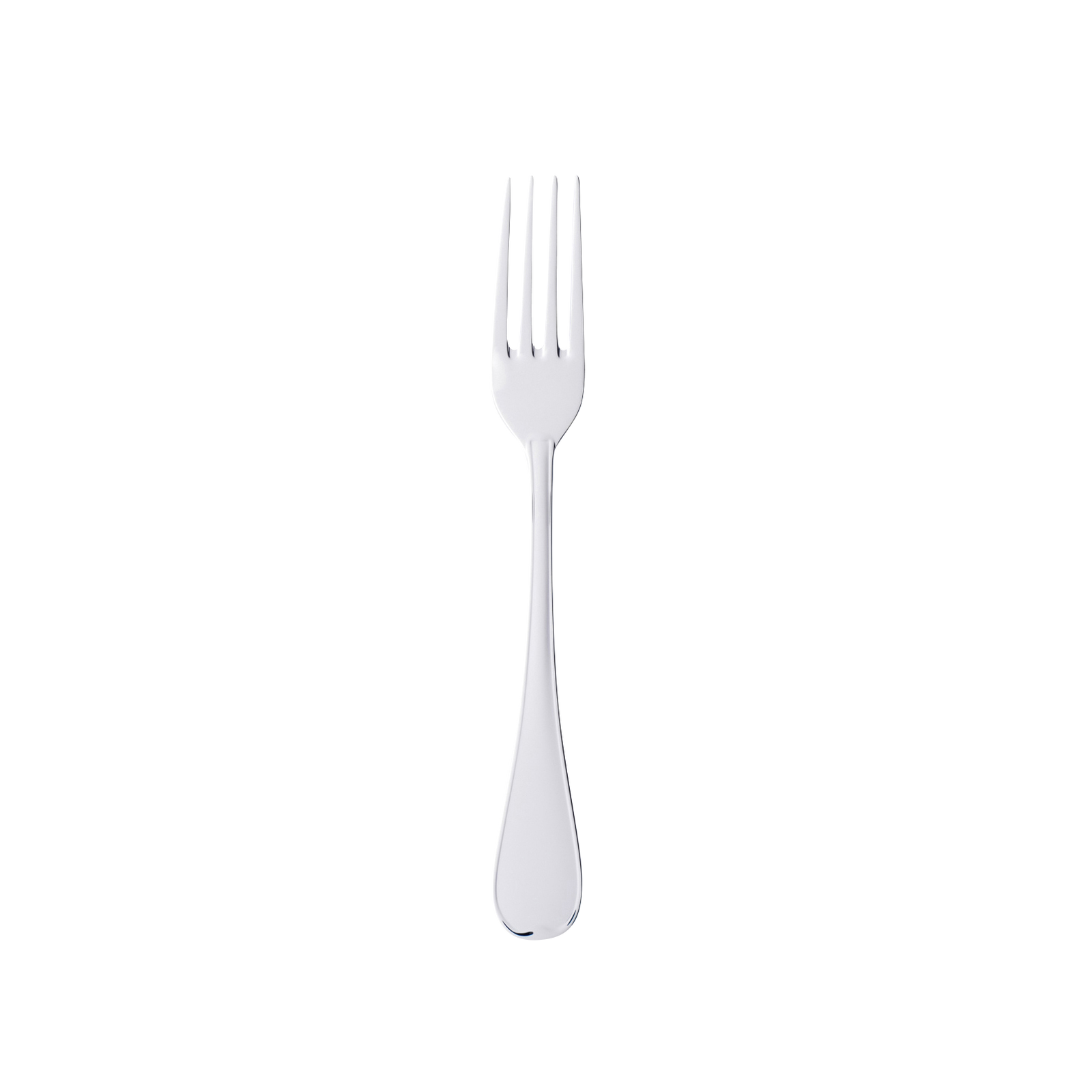 A silver four-tine fork from the exclusive Gense - Silver Dining Set Svensk 830 elegantly rests on a plain white background, highlighting exquisite Swedish craftsmanship.