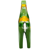 A green Dala Horse: Salenhasten 13cm figurine, viewed from behind, showcases yellow and white floral designs and a glossy hand-painted finish that highlights classic Swedish craftsmanship.