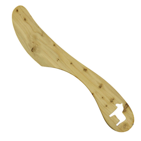 Handcrafted alder wood spreader featuring a Swedish Dala Horse cutout, displayed against a white background.