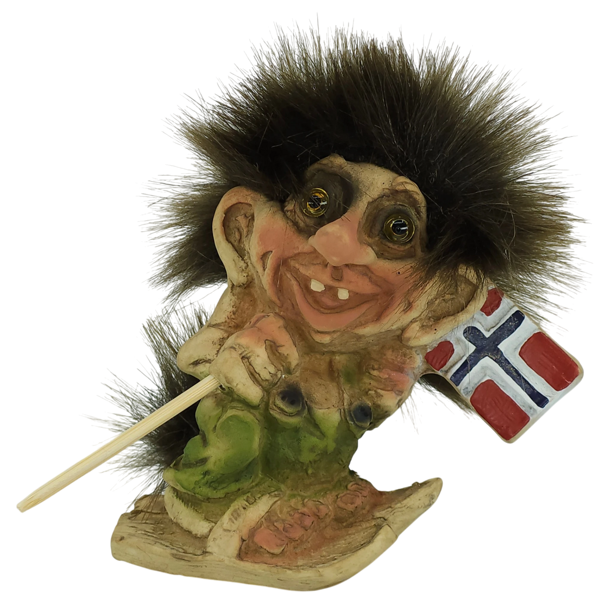 Troll: NyForm Troll with Snowshoes and Norwegian Flag 10cm or 4." Tall from Norway