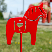 Garden Stake: Dala Horse on a Stick – Red Swedish Dala Horse Garden Stake, 30"