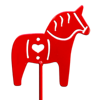Garden Stake: Dala Horse on a Stick – Red Swedish Dala Horse Garden Stake, 30"