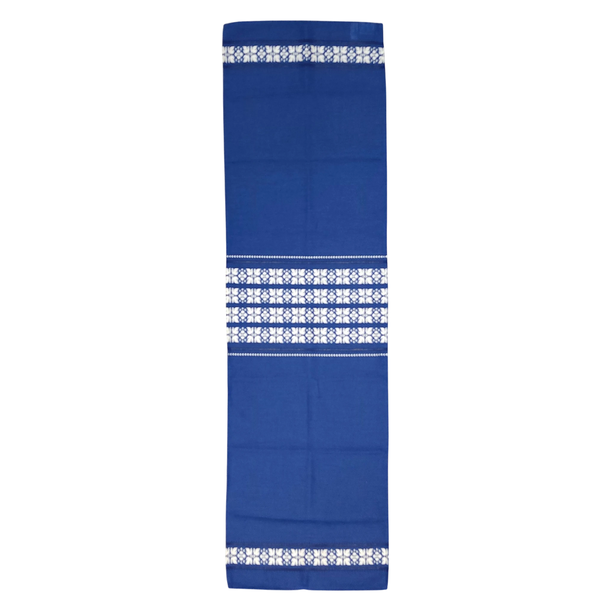 Runner: Royal Blue and White Woven Table Runner Made in Sweden 17" x 56"