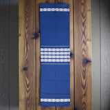 Runner: Royal Blue and White Woven Table Runner Made in Sweden 17" x 56"
