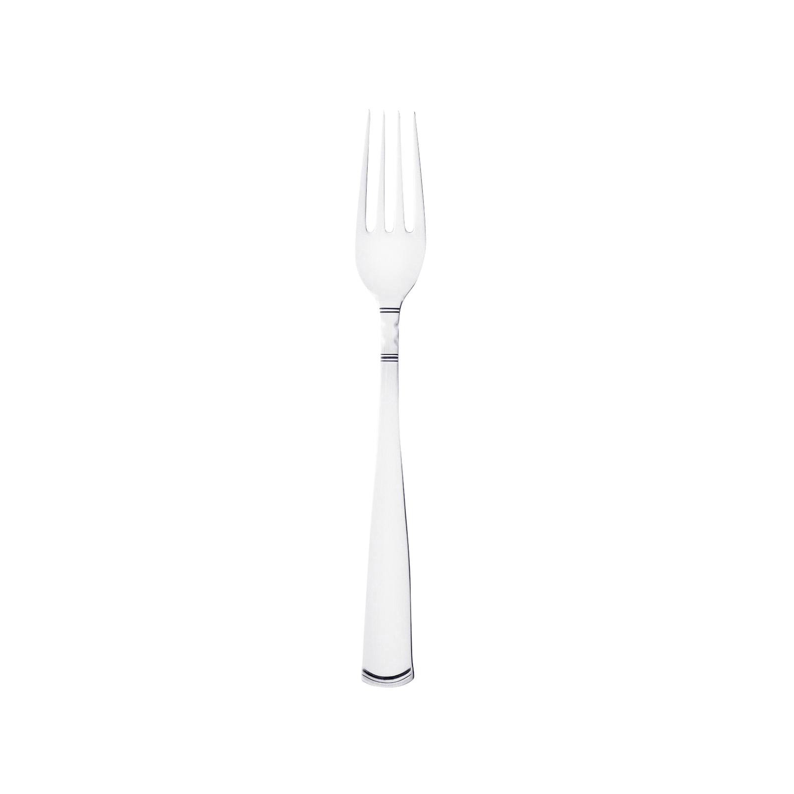 A Gense Silver Dining Set Rosenholm 830 stainless steel fork with four tines is centered against a plain black background.