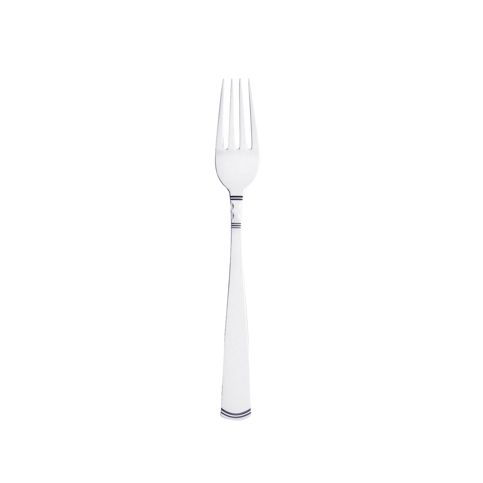 A silver fork with four tines from the Gense - Silver Dining Set Rosenholm 830 is prominently displayed against a plain black background.