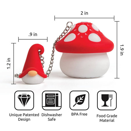 Tea Strainer: Enchan-Tea Loose Leaf Tea Strainer Diffusers - Silicone Mushroom Tea Holder & Gnome