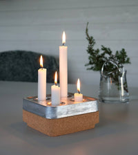 Candle Holder: Stumpastaken Fyran Four Candle Holder - Square in 100% recycled material White Powder-coated