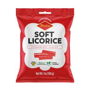 Halva Soft Licorice, Strawberry (7oz) – classic Scandinavian candy from Finland. Vegan, kosher certified, non-GMO, and made with natural flavor and color.