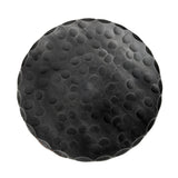 The Candle Holder: Forged Steel Pillar Candle Base (4.75" diameter) features a round, black matte finish with a raised dot pattern, adding artisanal flair to any setting.