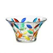 Bowl: Tree of Life Classic Crystal Bowl Hand Painted - Colorful Nordic Inspired Glassware (5" x 3")