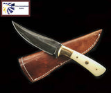 Knife: Damascus Steel Knife Blade with Camel Bone Handle Knife