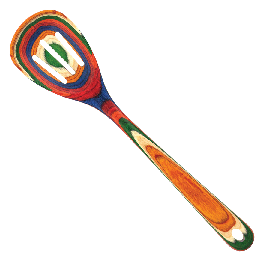 Utensil: Colorful Slotted Birch Cooking Spoon