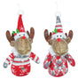Add wintery charm to your decor with the Gnome: Wintery Moose Table or Hanging Decor—available in 2 options, featuring plush moose wearing knit sweaters and hats in red and white, brown antlers, and loops for easy hanging.