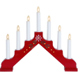 The Star Trading Adam 7 Bright Red Floral Candelabra features seven white electric candles and painted pink flower with green leaves—an ideal Swedish Christmas decoration for windows or tables.