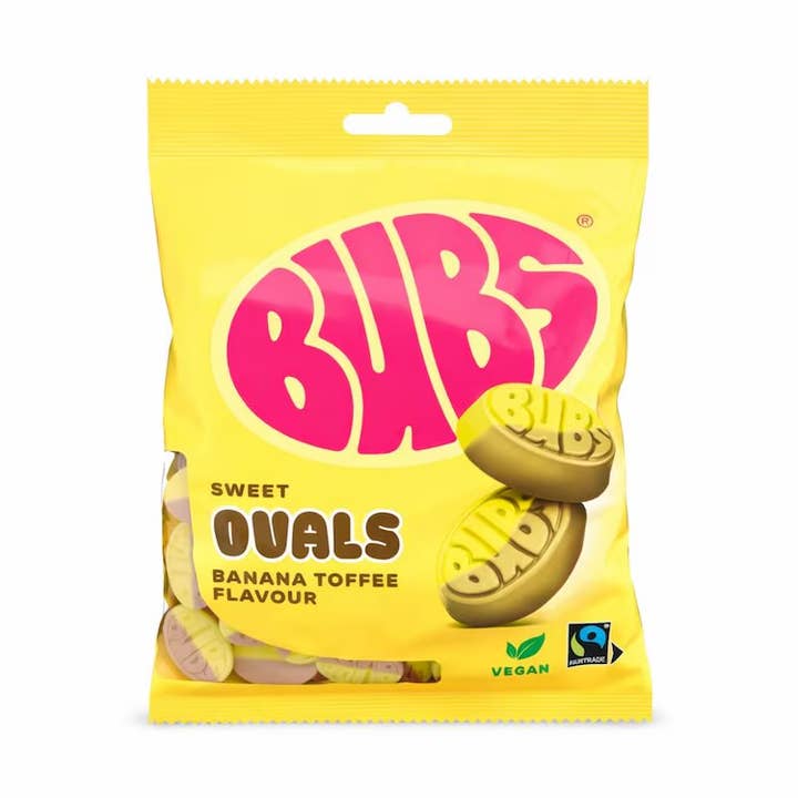 Candy: Bubs - Banana Toffee Flavor Chewy Candy Ovals (90g) Bag 3.175 oz