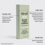 A 12 fl oz bottle of Hair: Volumizing Rosemary & Biotin Conditioner offers healthy, fuller hair with sweet lavender and rosemary scent—your go-to thickening conditioner.