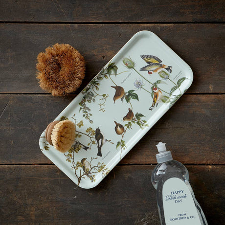 Tray: Garden Birds Nordic Birch Veneer Serving Tray 32x15 cm Rectangle Serving Tray