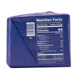 A close-up of a purple Leksands Original Crispbread Triangles (200g) package shows the Nutrition Facts label, highlighting 44 calories per serving, high fiber content, and 16 servings per container.