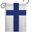 Display the Flag: Finland Garden Flag - Finnish Nationality Home Decor Flag on a black metal pole holder to celebrate Finnish heritage and add unique Finland decor to your outdoor space.