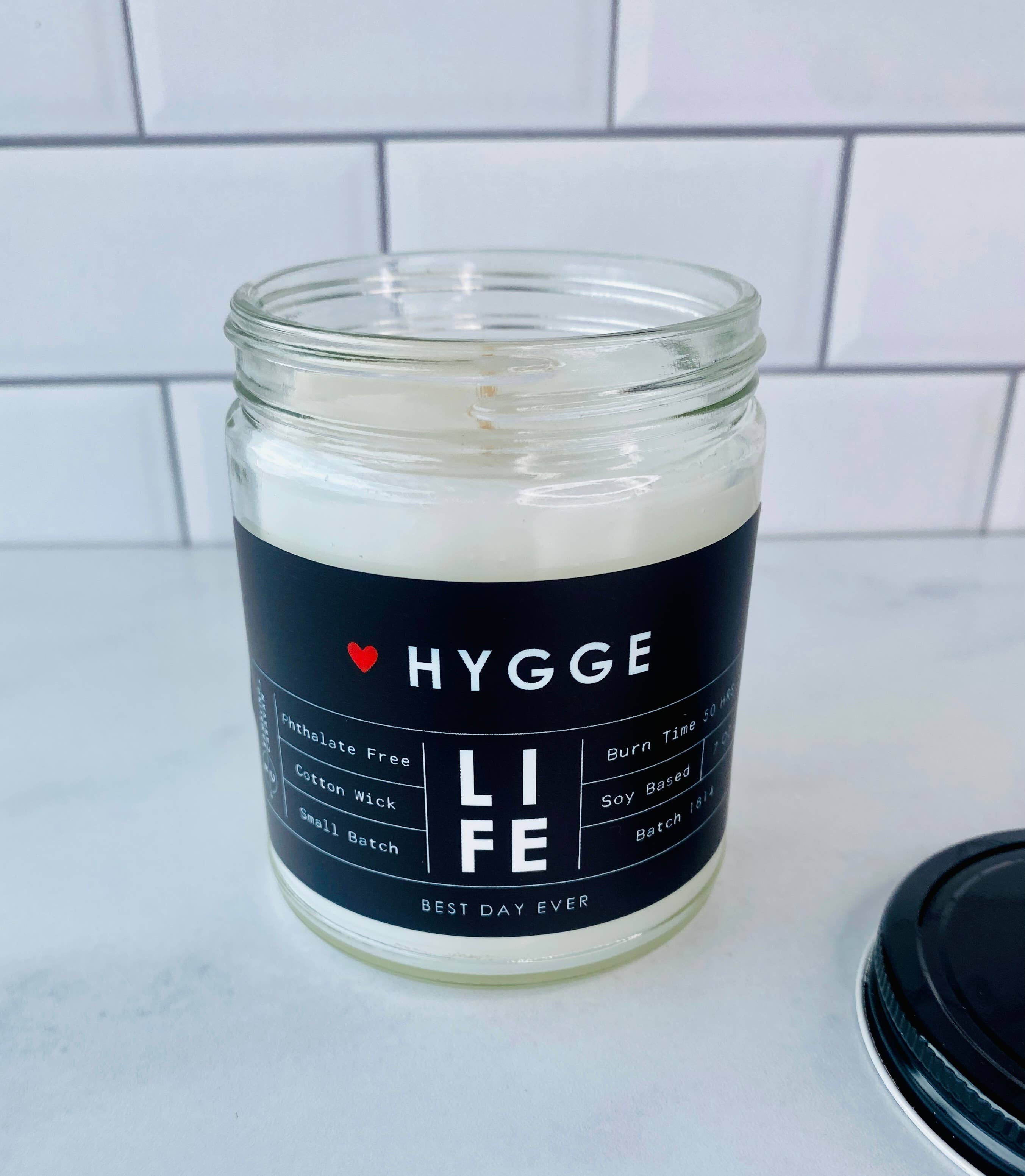 Candle: Hygge (Danish for comfort) Black Label / Amber Jar/ Sea Salt & Orchid Scent