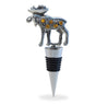 The Wine Stopper: Metal Moose Wine Stopper features a metal design with a decorative moose figure and five amber-colored gems, making it a charming collectible for any wine enthusiast.