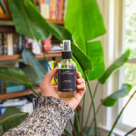 Spray: Kraken Room + Linen or Room Spray by Fjord and Fable 4 fl oz Scent Amber, Sea Salt, Driftwood, Leather,