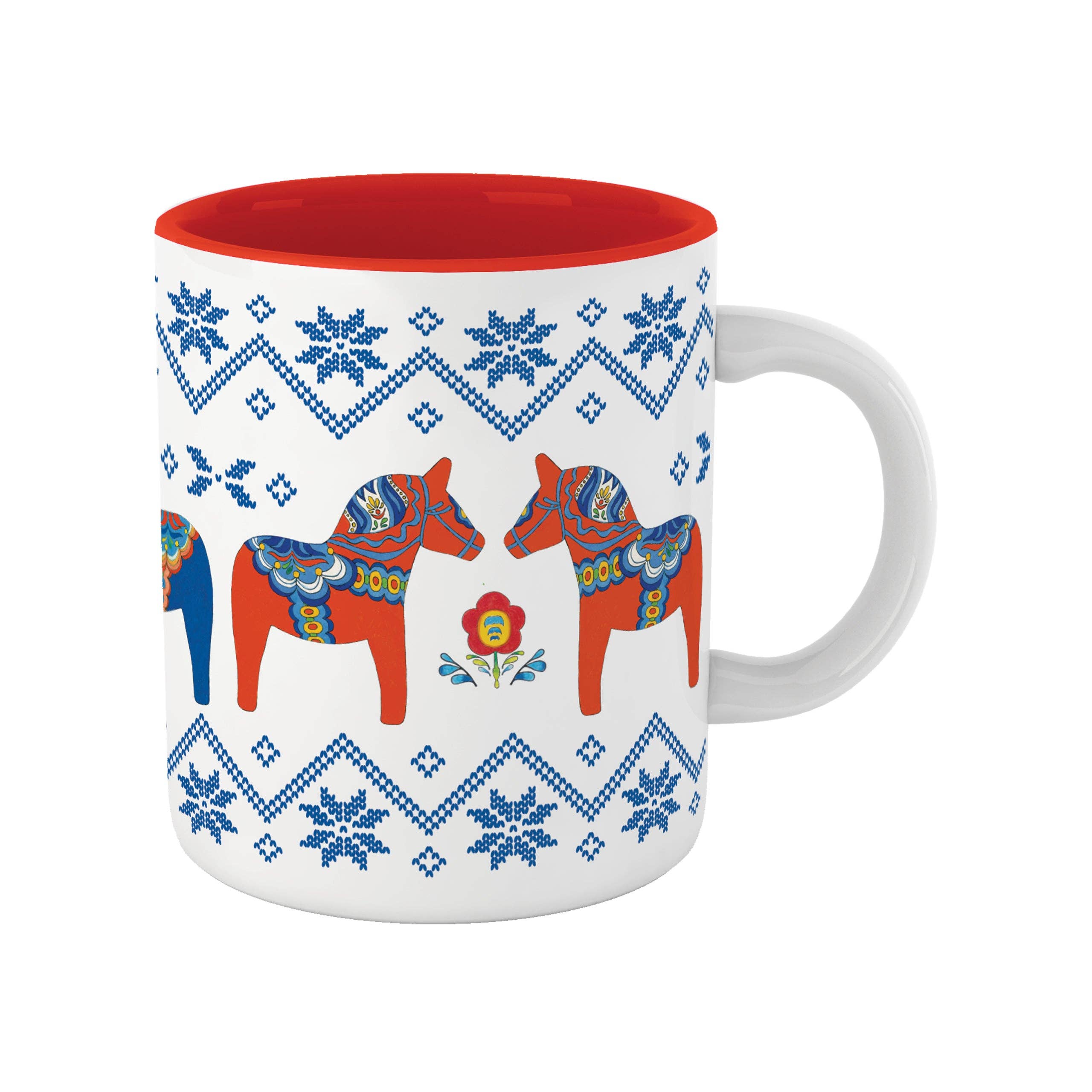 Mug: Dala Horse Snowflake Design Ceramic Coffee Cup