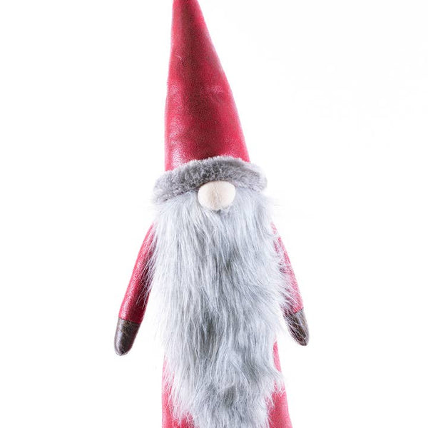Nencil the Gnome is a 20 poseable Scandinavian holiday table decoration featuring a tall red hat, long gray beard, and hidden eyes—an ideal Nordic Christmas accent for your decor.