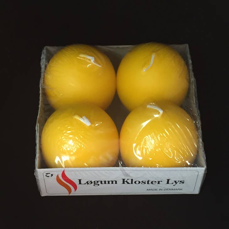 Candles: Logum Kloster Lys Yellow 2.5" Ball Candles (4 Pack)