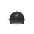 Charcoal cap with an embroidered red Dala Horse on the front, featuring a colorful patterned saddle.