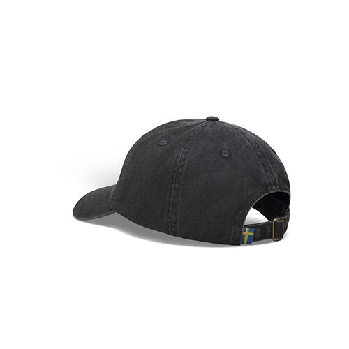 Charcoal cap shown from the back with a small Swedish flag on the strap.