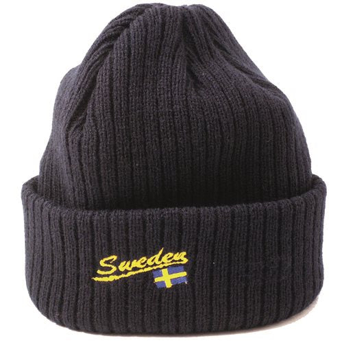 Hat: Sweden with Swedish Flag Ribbed Beanie