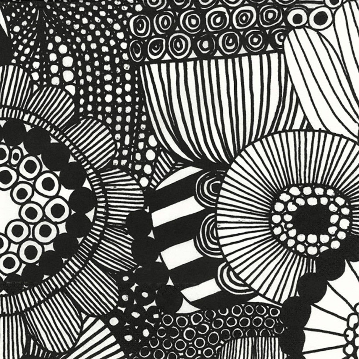 Napkins: Marimekko Siirtolapuutarha Black and White Paper Cocktail Napkins 20 ct 5x5 inch