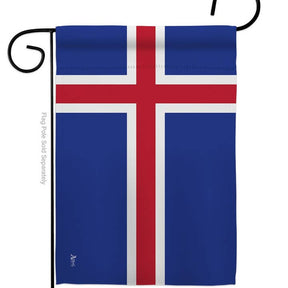 Show your Icelandic pride with the Flag: Iceland Garden Flag - Icelandic Nationality Decor Flag, made from weather-resistant fabric and featuring a blue background with white and red crosses—ideal for outdoor display.