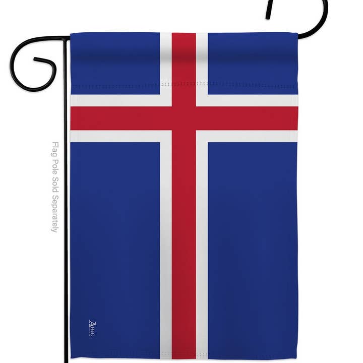 Show your Icelandic pride with the Flag: Iceland Garden Flag - Icelandic Nationality Decor Flag, made from weather-resistant fabric and featuring a blue background with white and red crosses—ideal for outdoor display.