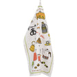The Swedish Fika Patterned Tea Towel is adorned with colorful illustrations of coffee pots, cups, and utensils, adding a charming vibe to your kitchen.