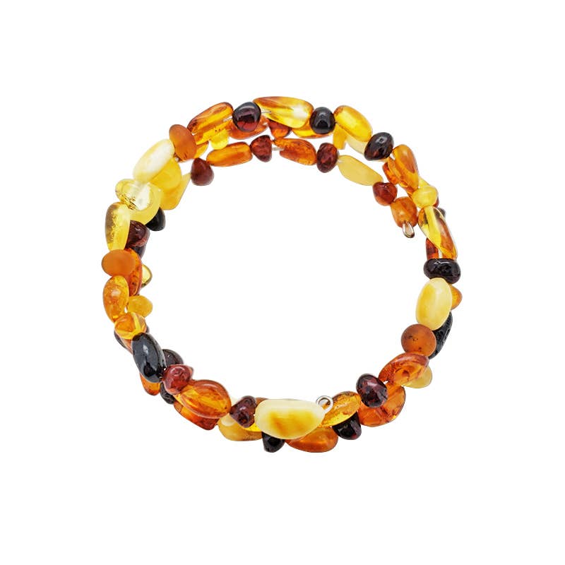 Bracelet: Multi-Color Amber Memory Wire Bracelet