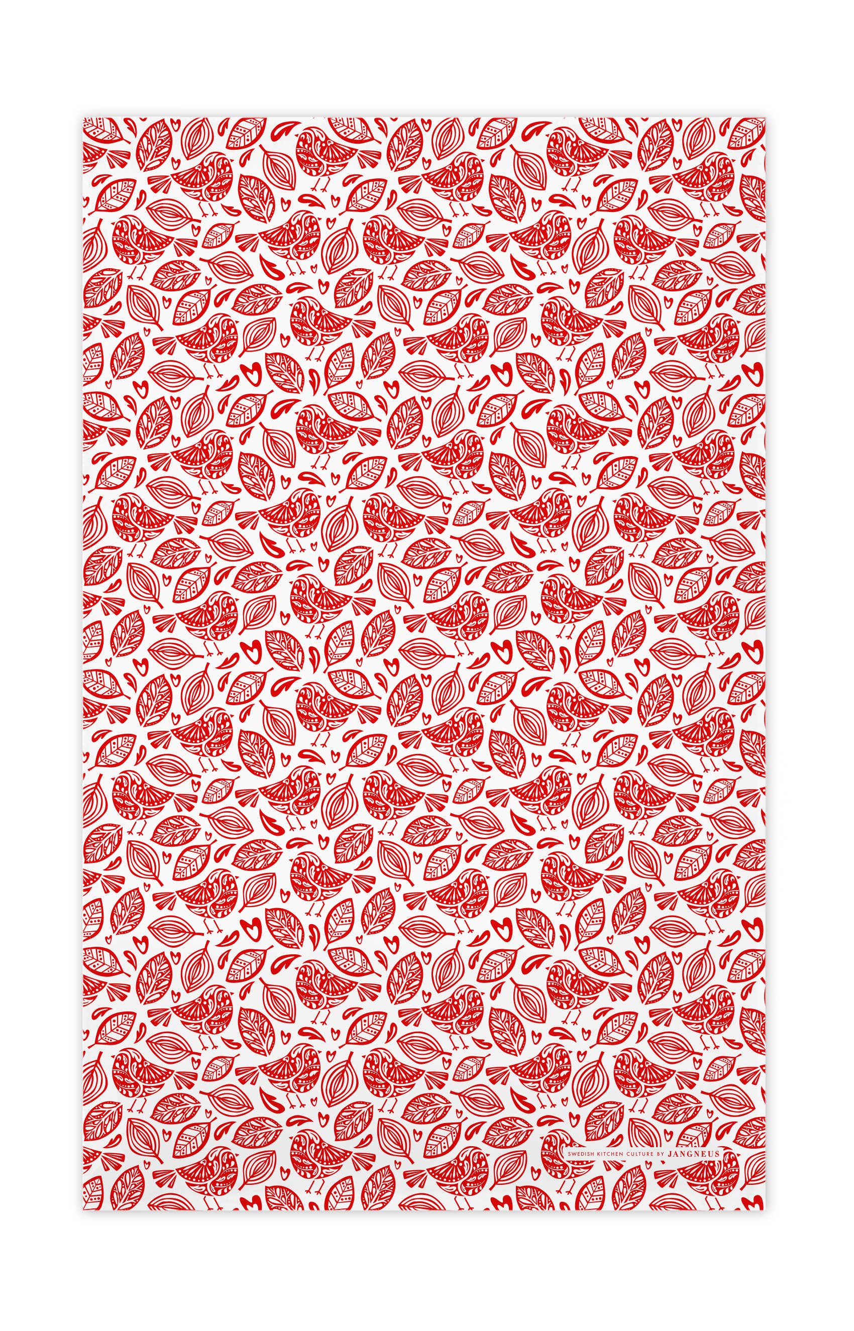 Tea Towel: Robins - Red
