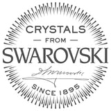 Black and white emblem with “Crystals from Swarovski,” a signature, and “Since 1895” surrounded by radiating lines—perfect for showcasing the Earrings: August Peridot Swarovski® Crystals Spiral Dangle Earrings.