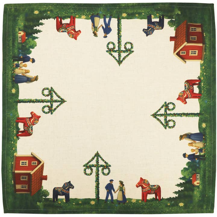 Tablecloth: Swedish Midsommar Square Tablecloth 33.5" x 33.5"