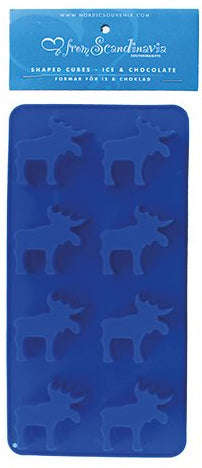 The Mold: Moose Shaped Silicone Tray for Ice & Chocolate features 8 green moose-shaped cavities, ideal for making creative chocolate treats or ice cubes.