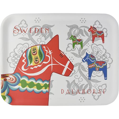 Tray: Dala Horse Dalahast Sweden Birch Melamine Tray