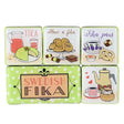 The Magnet: Swedish FIKA 5 Magnets in a Plastic Case features charming illustrations of Swedish FIKA drinks and pastries with playful text. Imported from Sweden, these square magnets add a touch of Scandinavian charm to your kitchen.