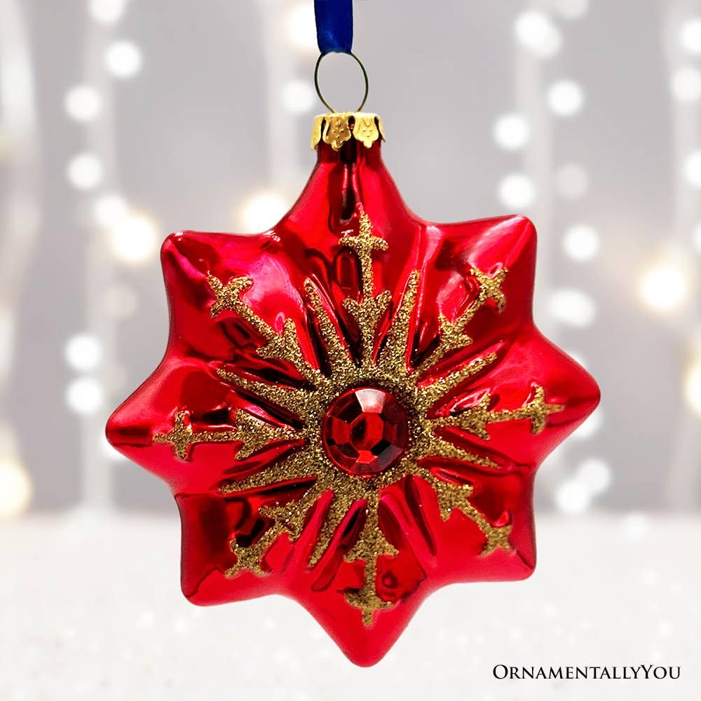 Ornament: Graceful Nativity Star Glass Christmas Ornament