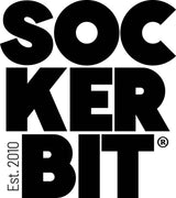 Bold, black text reads SOCKERBIT in three stacked lines on a white background. To the left, "Est. 2010" is in smaller vertical text. A ® is by BIT, reflecting Sockerbit's Non-GMO promise for its Sour Gummy Mix Swedish Candy Bag 2.8oz.